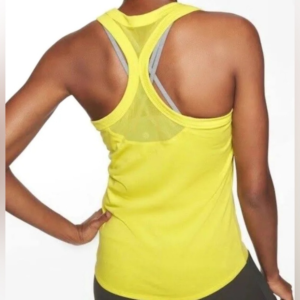 Athleta Topanga Racerback Mesh Tank Top - Lime Yellow - Womens Small